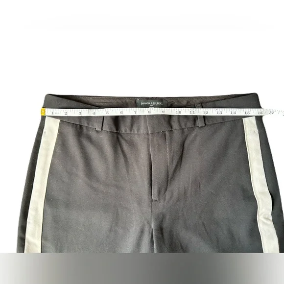 Banana Republic Avery Striped Tuxedo Pants Black White SZ 4 - Picture 9 of 10